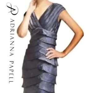 Adrianna Papell Gray Tiered Dress
